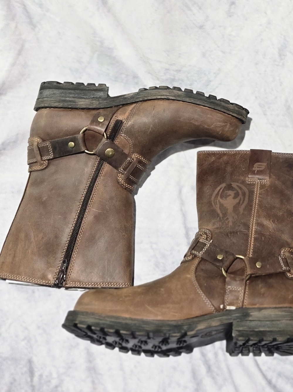Skechers Brown Leather Motorcycle Harness Boots - Picture 6 of 7